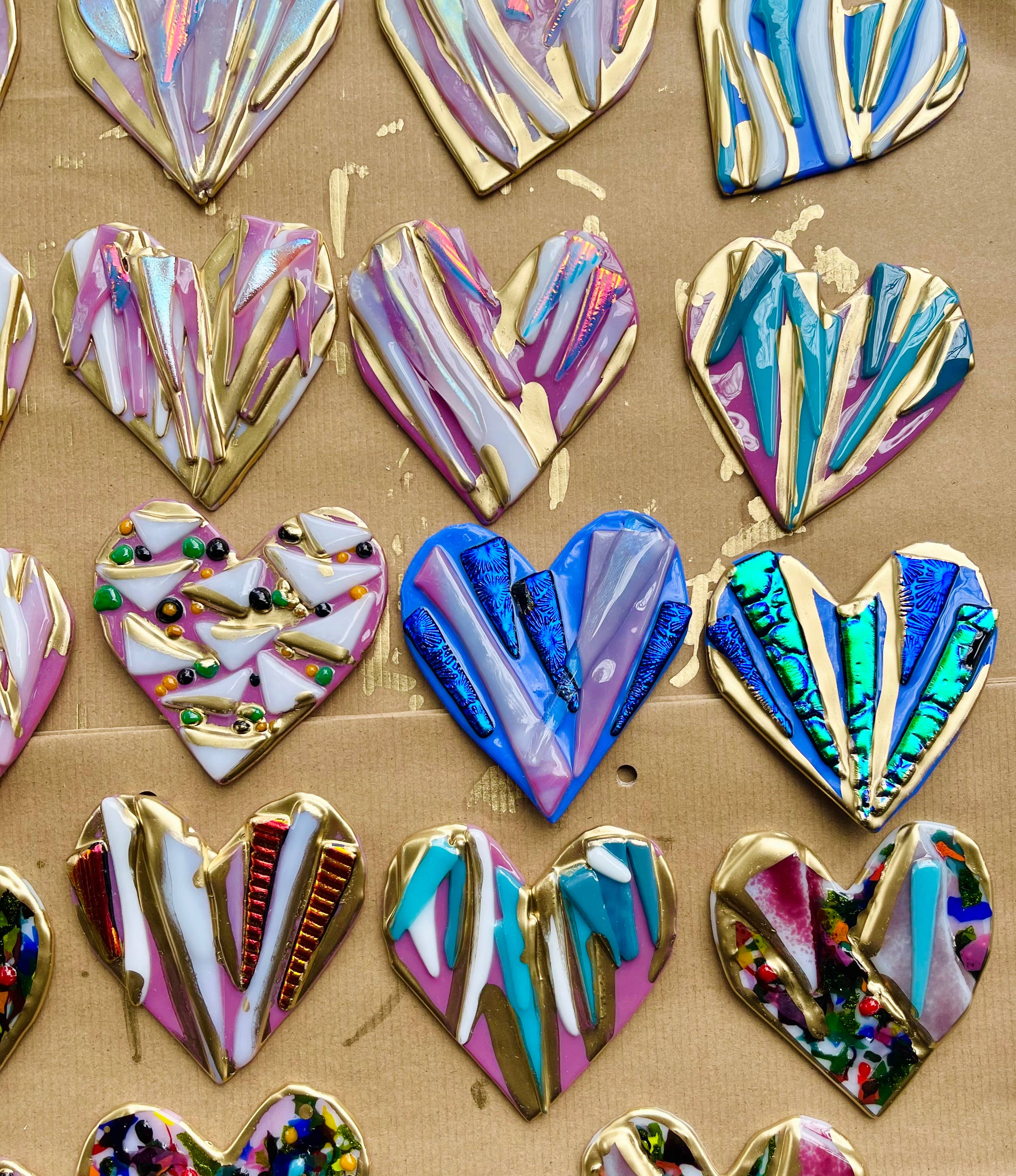 4.5" Glass Graffiti Heart - Assort  - Ornament - Valentine  