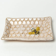 Load image into Gallery viewer, Bee Pattern Handmade Ceramic White Trinket Dish
