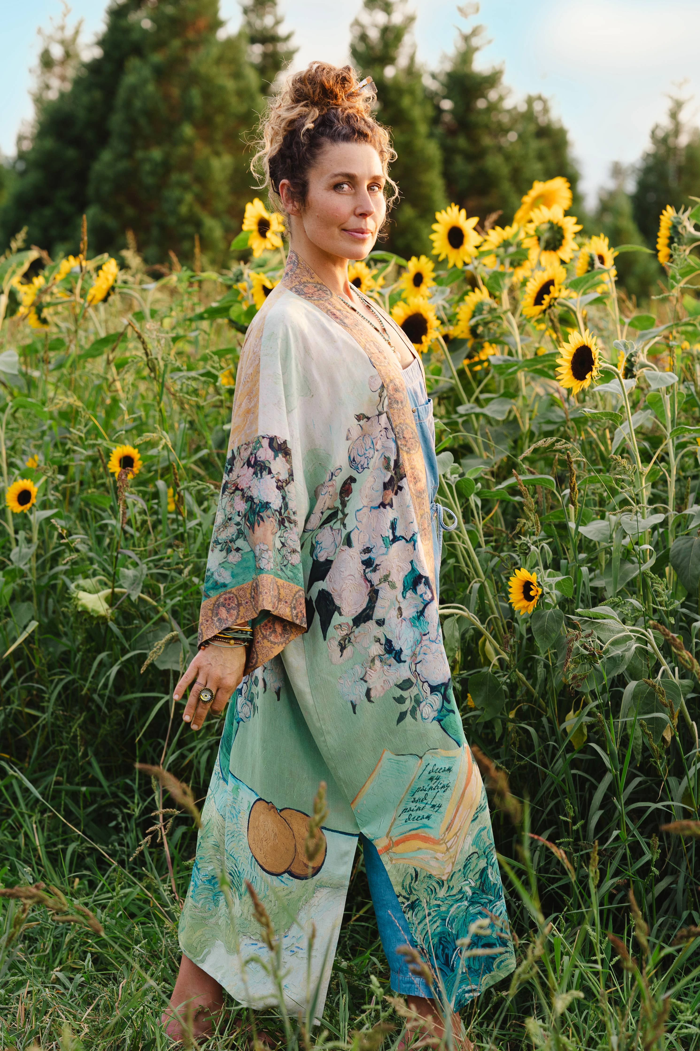 I Paint My Dream Van Gogh Opera Duster Kimono Robe
