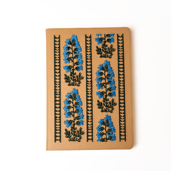 Delphinium Flower Hardbound Embroidered Notebook