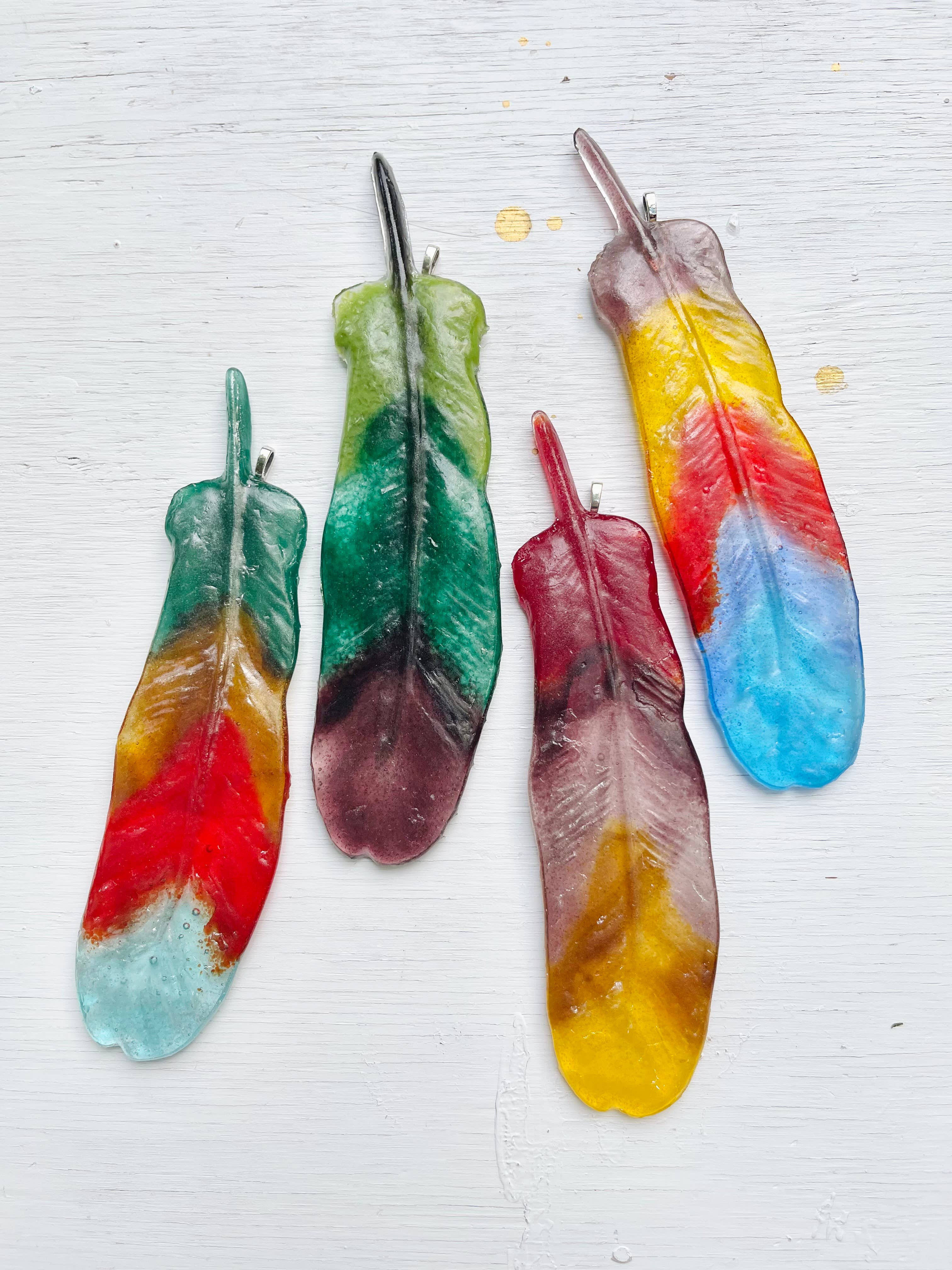 Feather Suncatcher / Ornament - Fused Glass - Boho