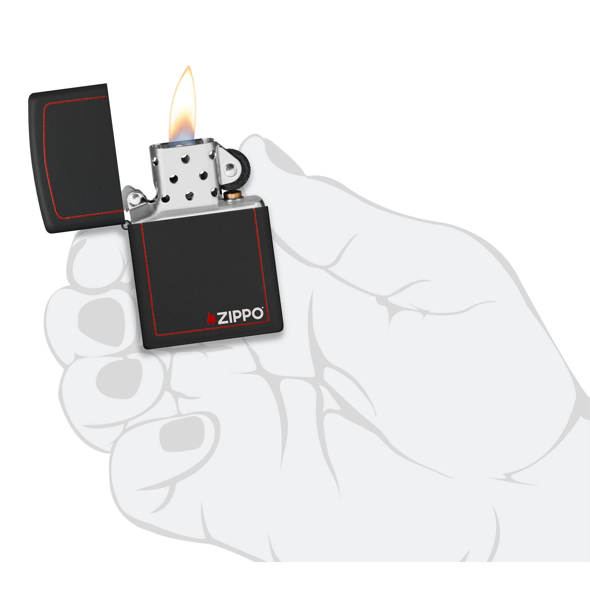 Zippo Classic Zippo Logo with Red Border Windproof Lighter