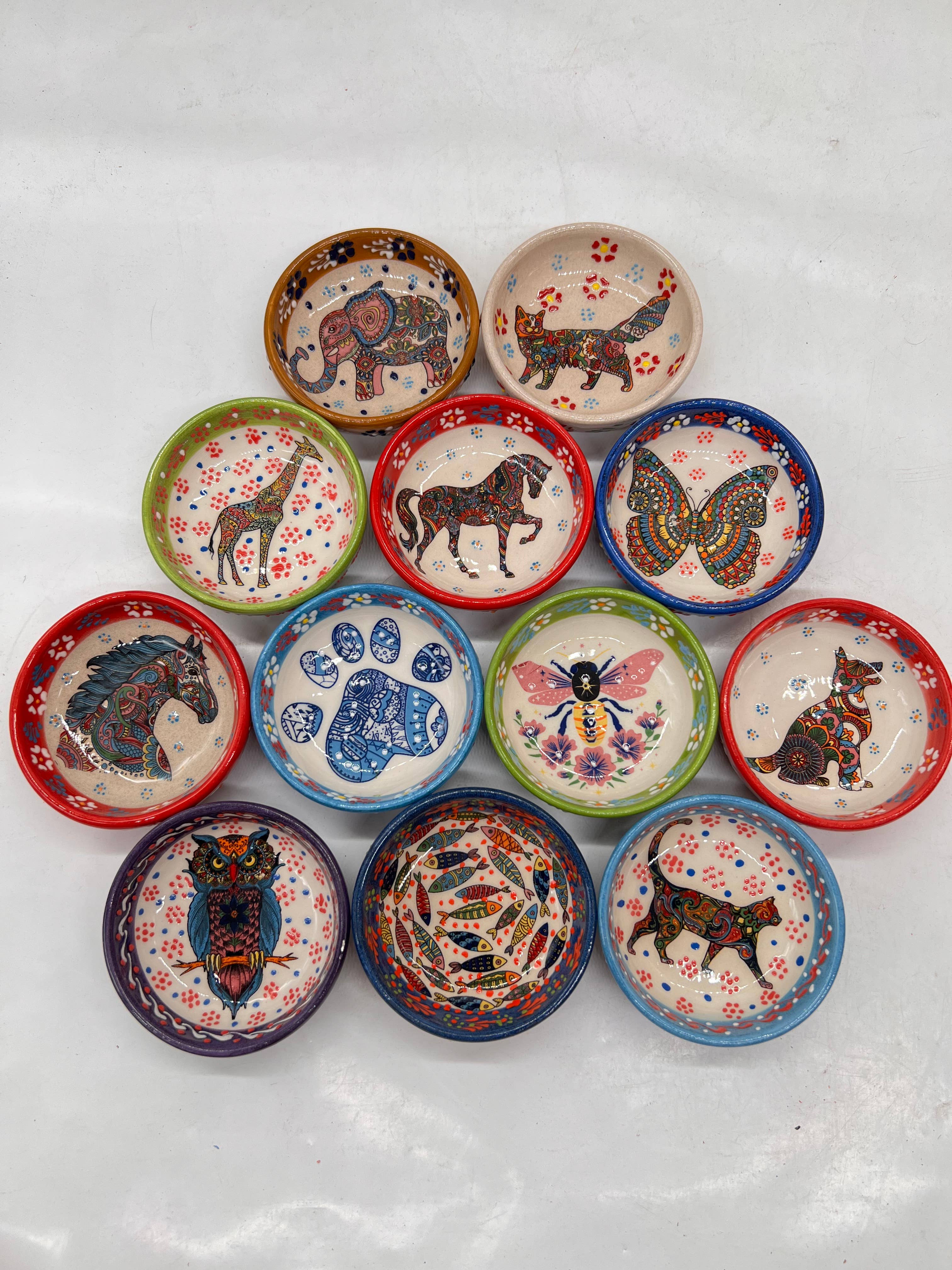 Animal Hand-painted Bowls 3" - Snack & Trinket Bowls