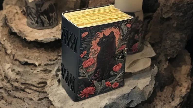 Cat Printed Vintage Leather Journal for Men & Women 200 Page