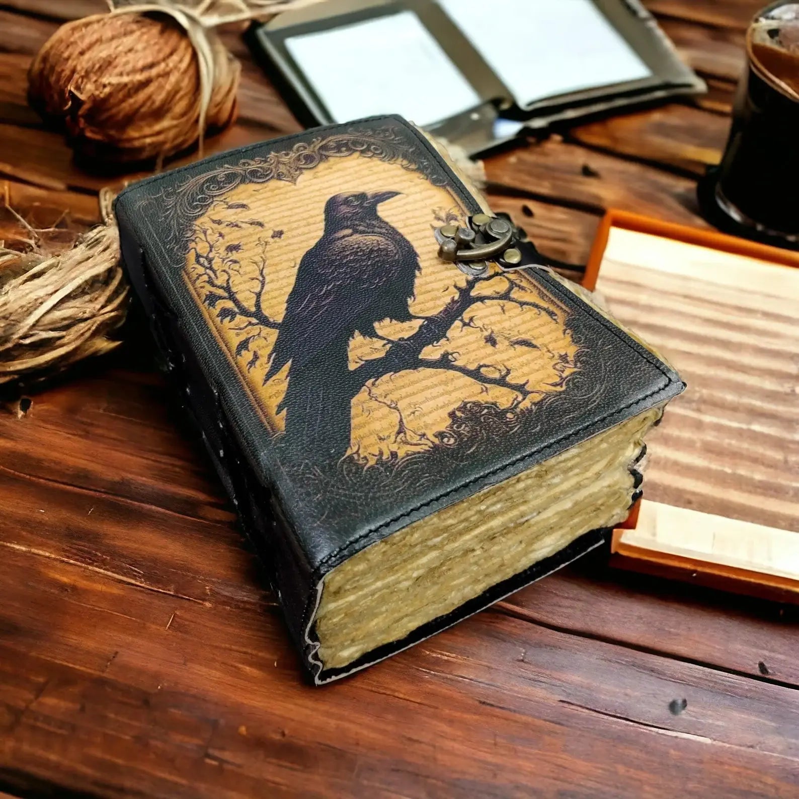 Leather Journal Gothic Notebook The Raven Grimoire shadow