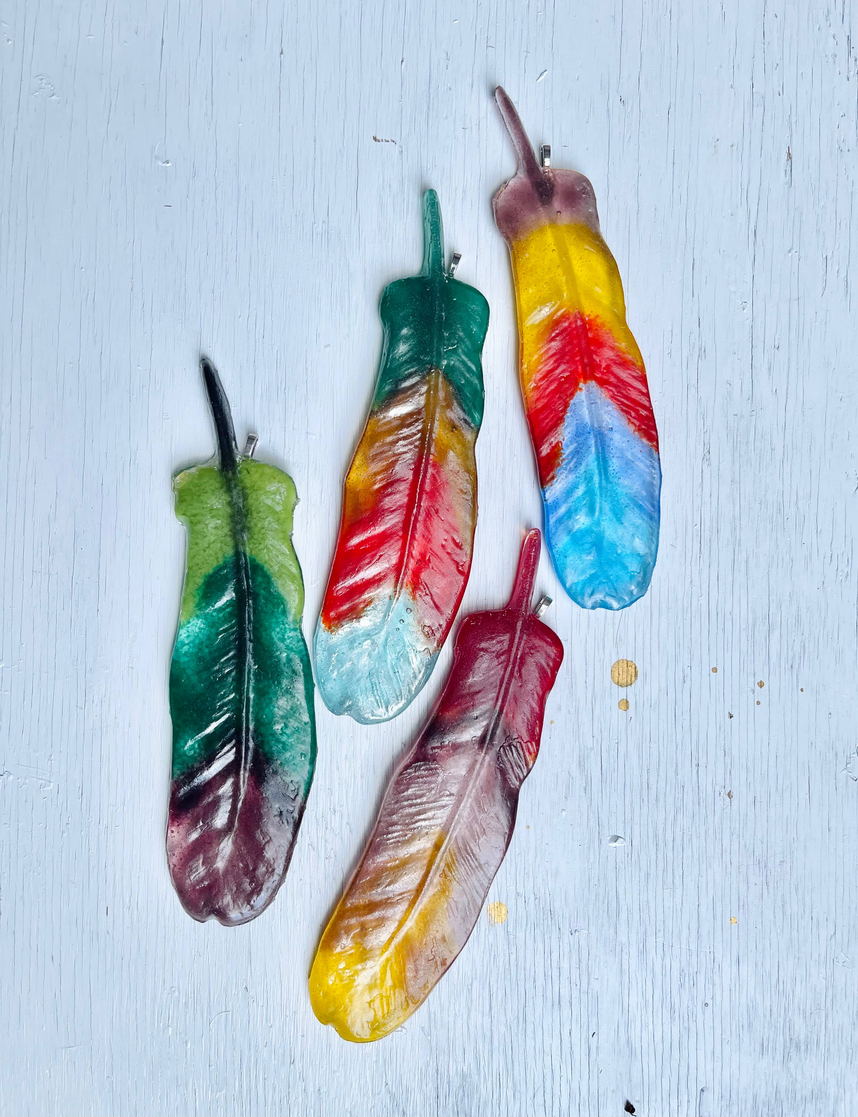 Feather Suncatcher / Ornament - Fused Glass - Boho