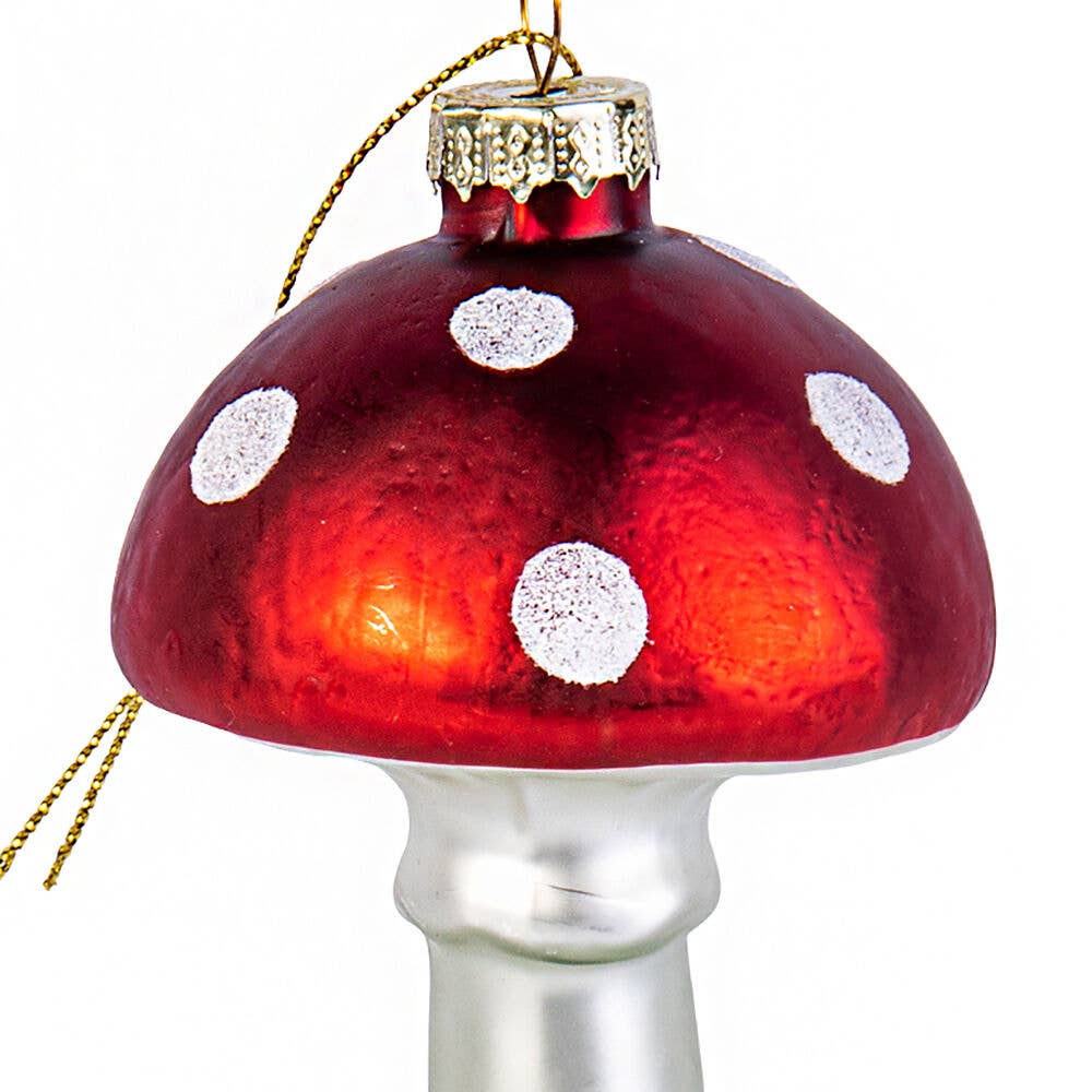 Amanita Mushroom Glass Christmas Tree Ornament