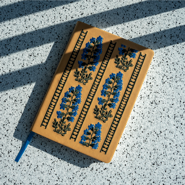 Delphinium Flower Hardbound Embroidered Notebook