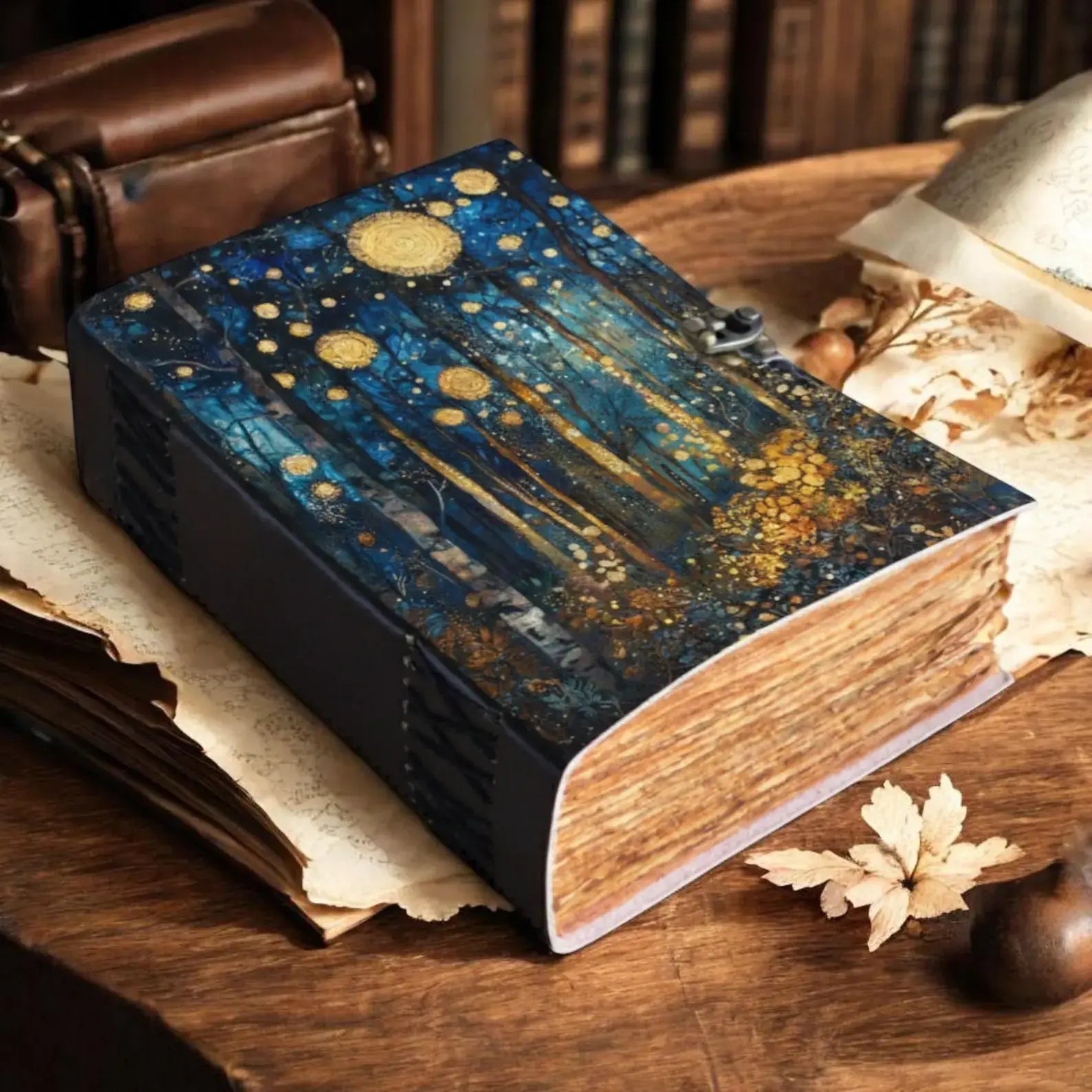 Handmade Leather Grimoire Journal: Orbs, Spell Book
