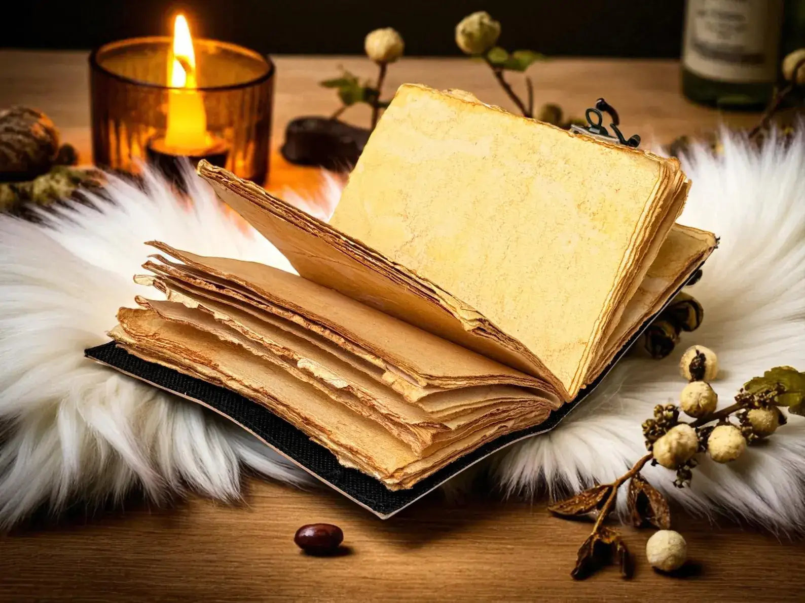 Handmade Leather Grimoire Book– Spring Flower Journal
