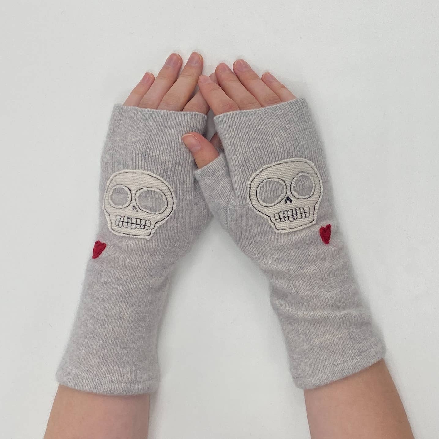 Fingerless Cashmere Gloves-Skull: Black / One Size Fits Most