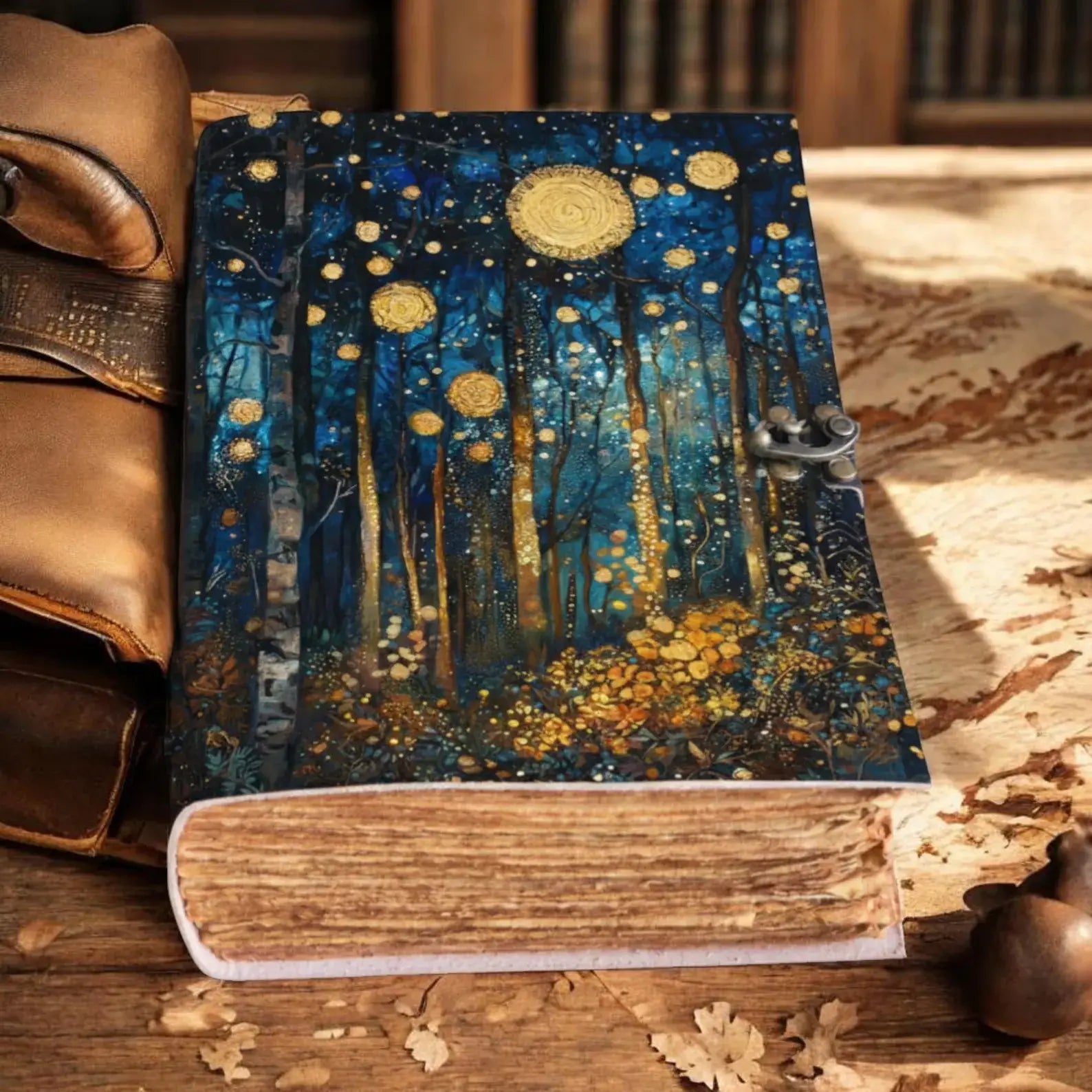 Handmade Leather Grimoire Journal: Orbs, Spell Book