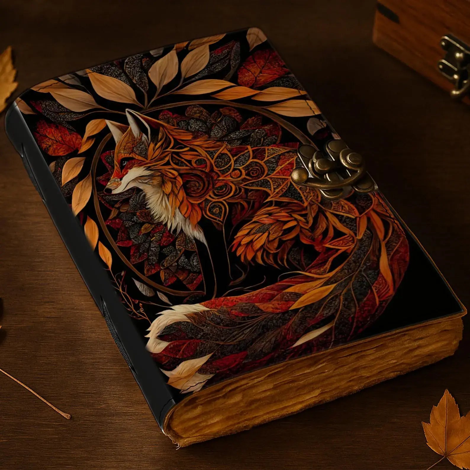 Fox Grimoire Handmade Magical Spellbook leather Journal