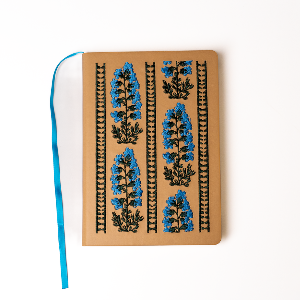 Delphinium Flower Hardbound Embroidered Notebook