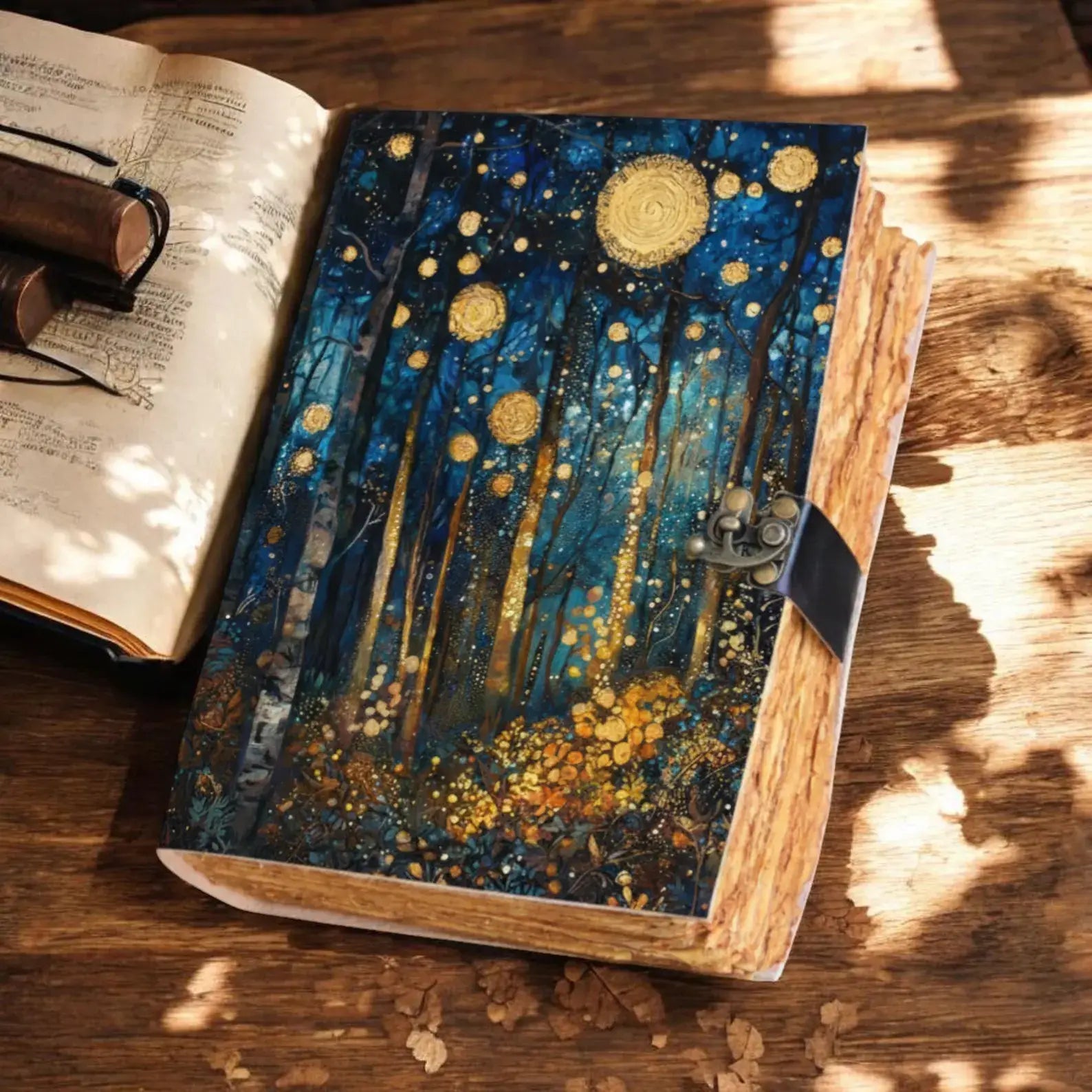 Handmade Leather Grimoire Journal: Orbs, Spell Book