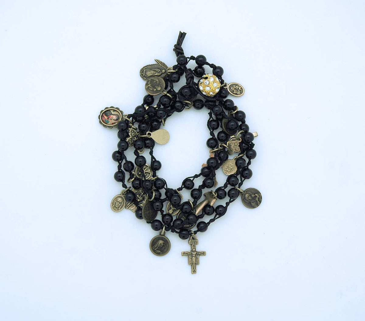 LA11173BK -  Onyx Beaded Prayer Bracelet