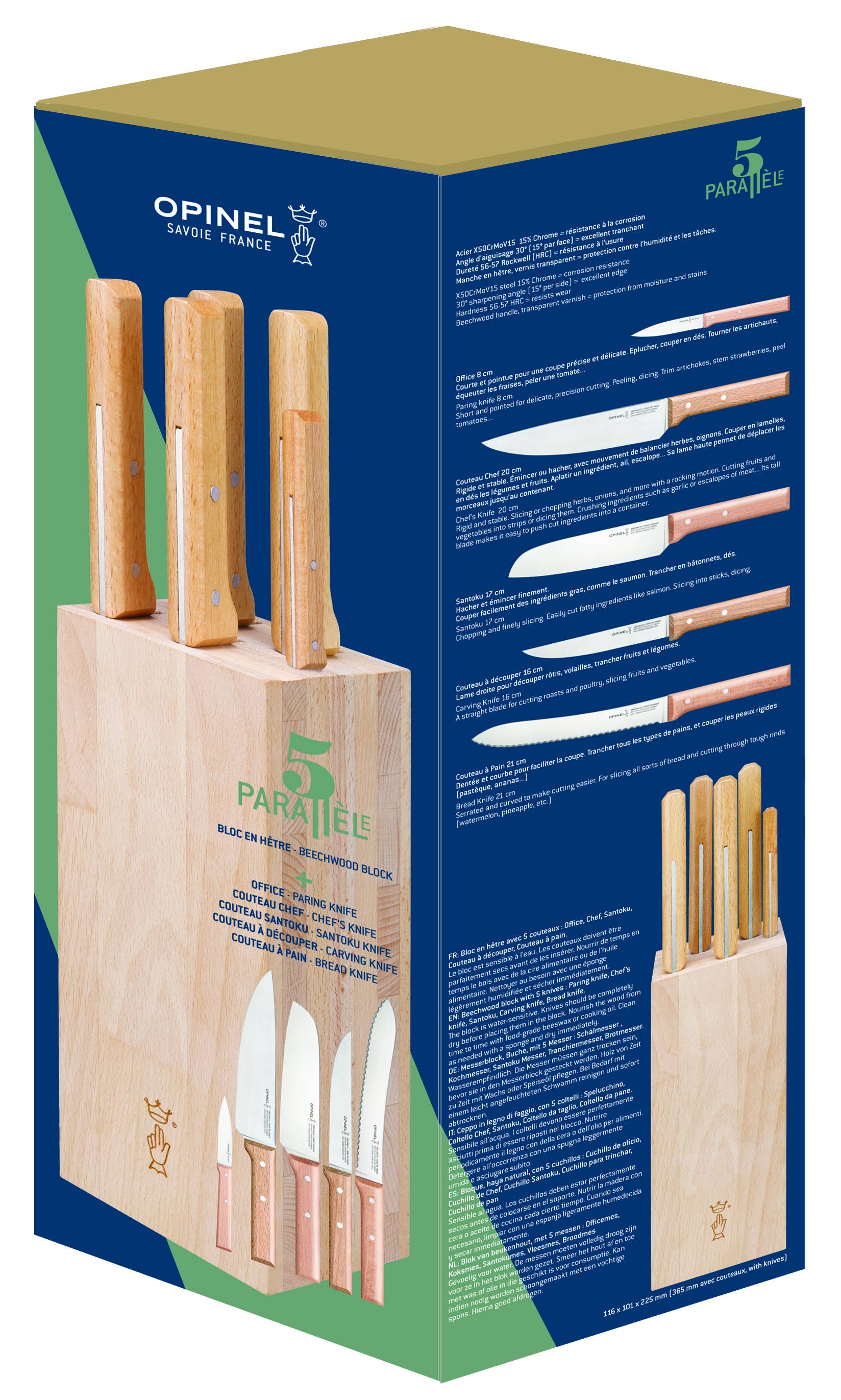 Parallele 5pcs Starter Knife Blocks: With Boning Knife