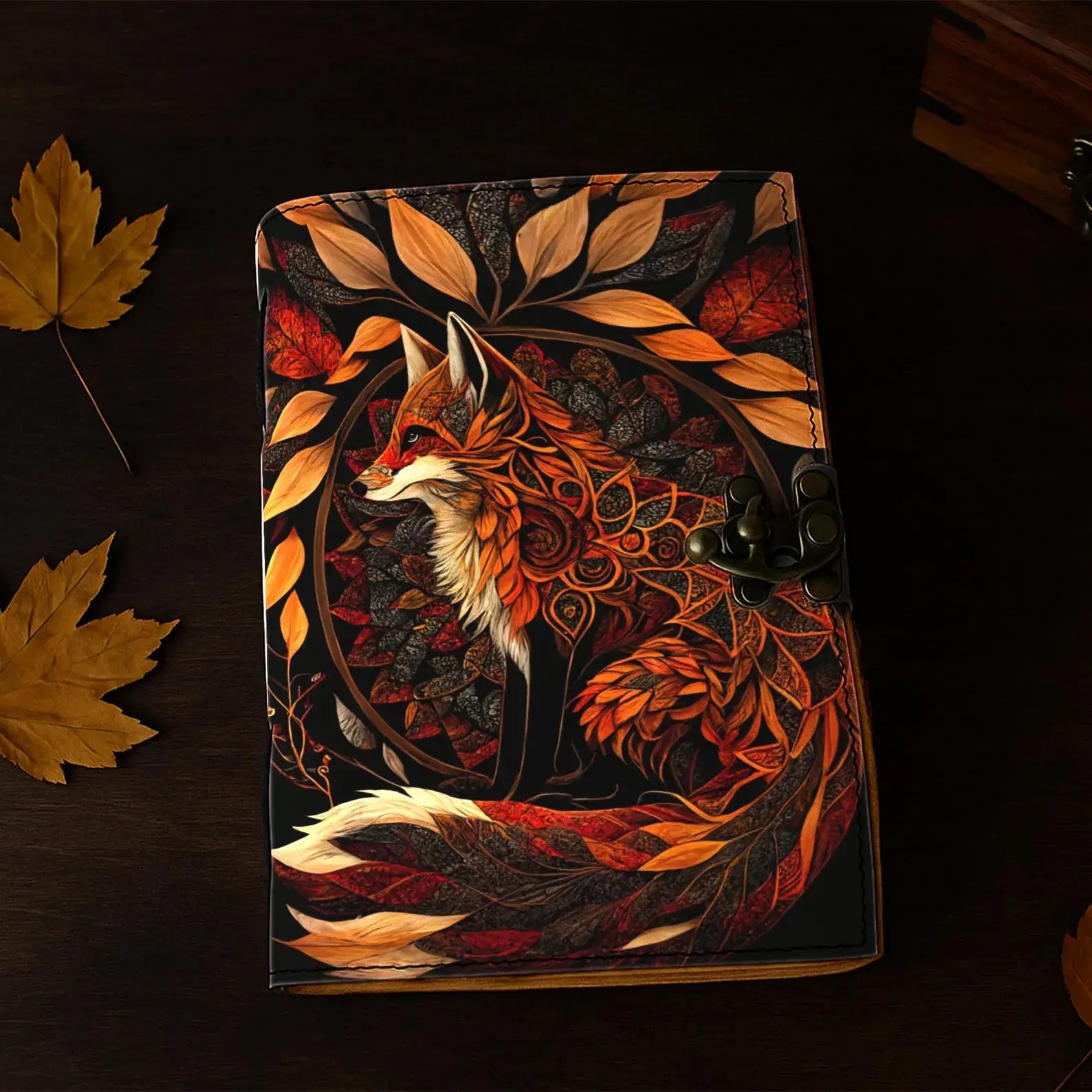 Fox Grimoire Handmade Magical Spellbook leather Journal