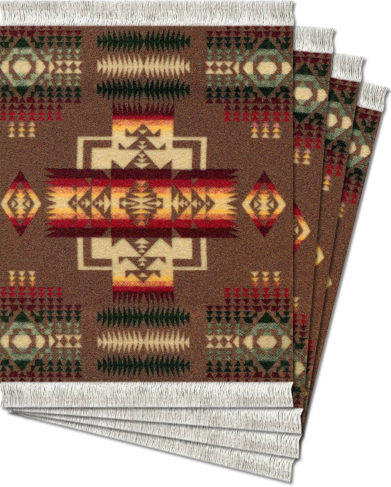 4 Pc CoasterRug Set Pendleton Chief Joseph Khaki