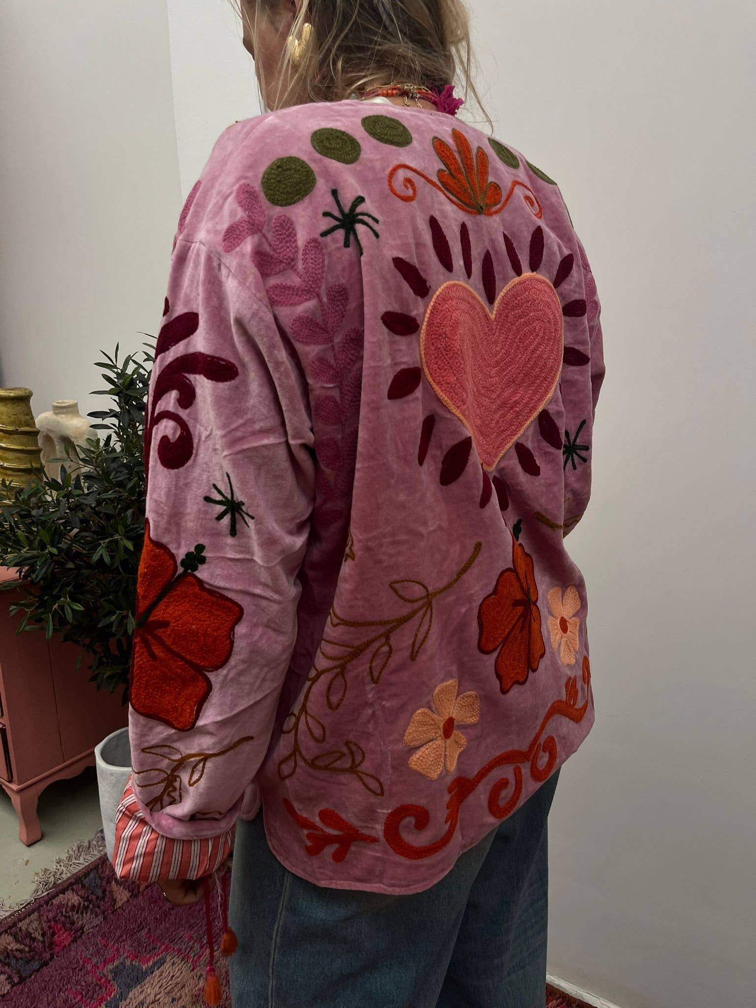 Fluwelen Jasje Hart Roze