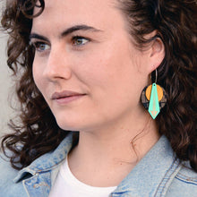 Load image into Gallery viewer, Architectural Lightweight Leather + Birch earring: Arrow GEO
