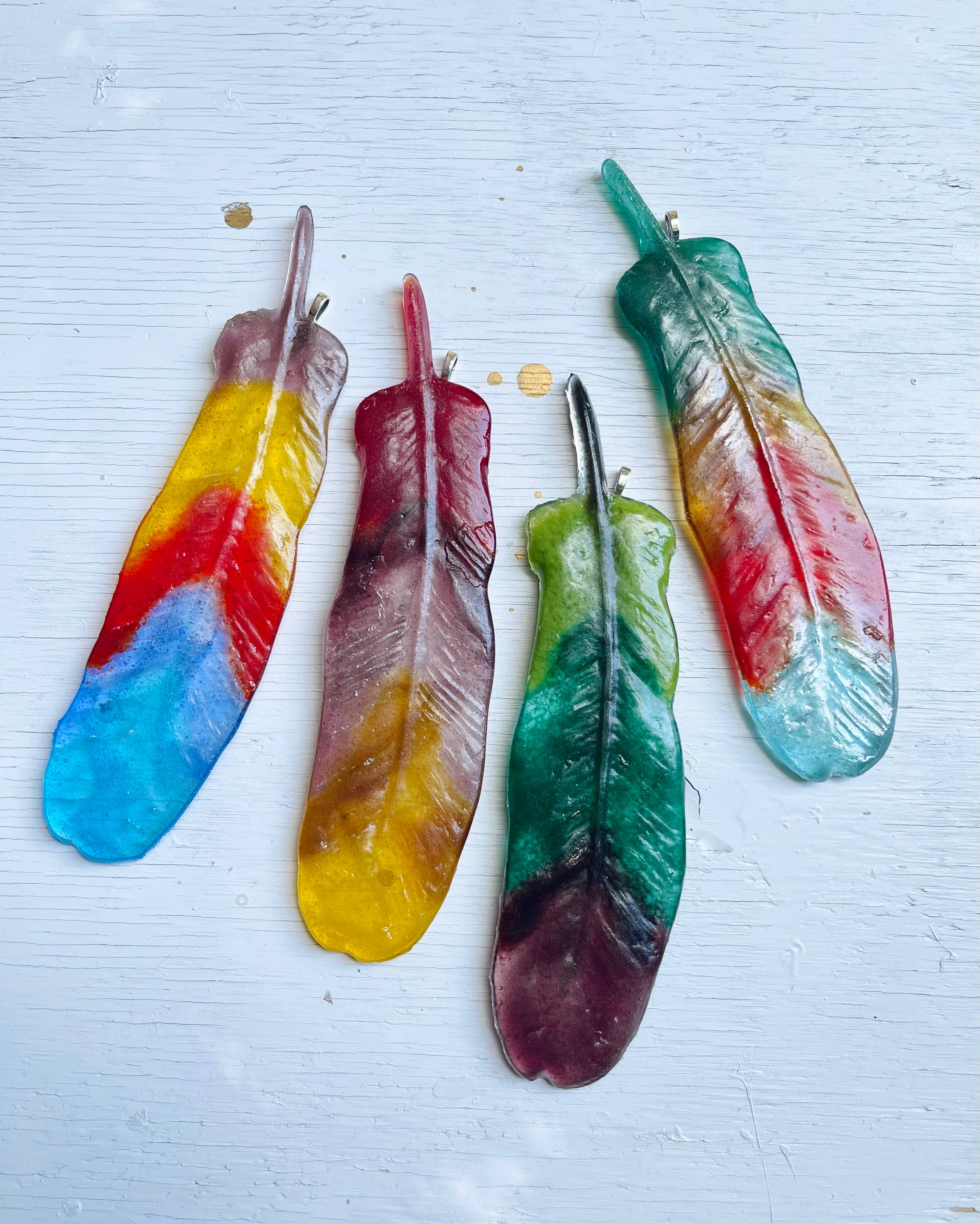 Feather Suncatcher / Ornament - Fused Glass - Boho
