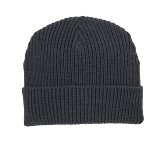 Custom Heavyweight Patch Chunky Beanie, Knit Cap: Deep Black / Rawhide / Custom Die Cut (with approval only)