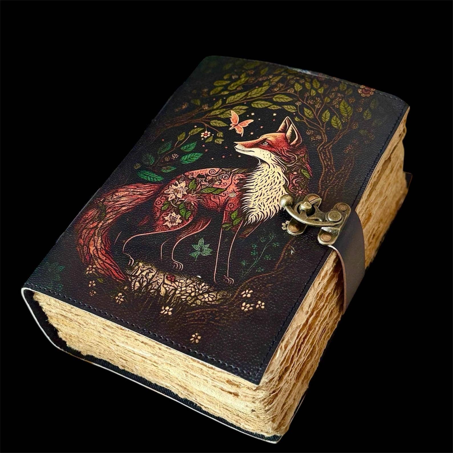 Fox Vintage Handmade leather Journal, Grimoire Fox journal