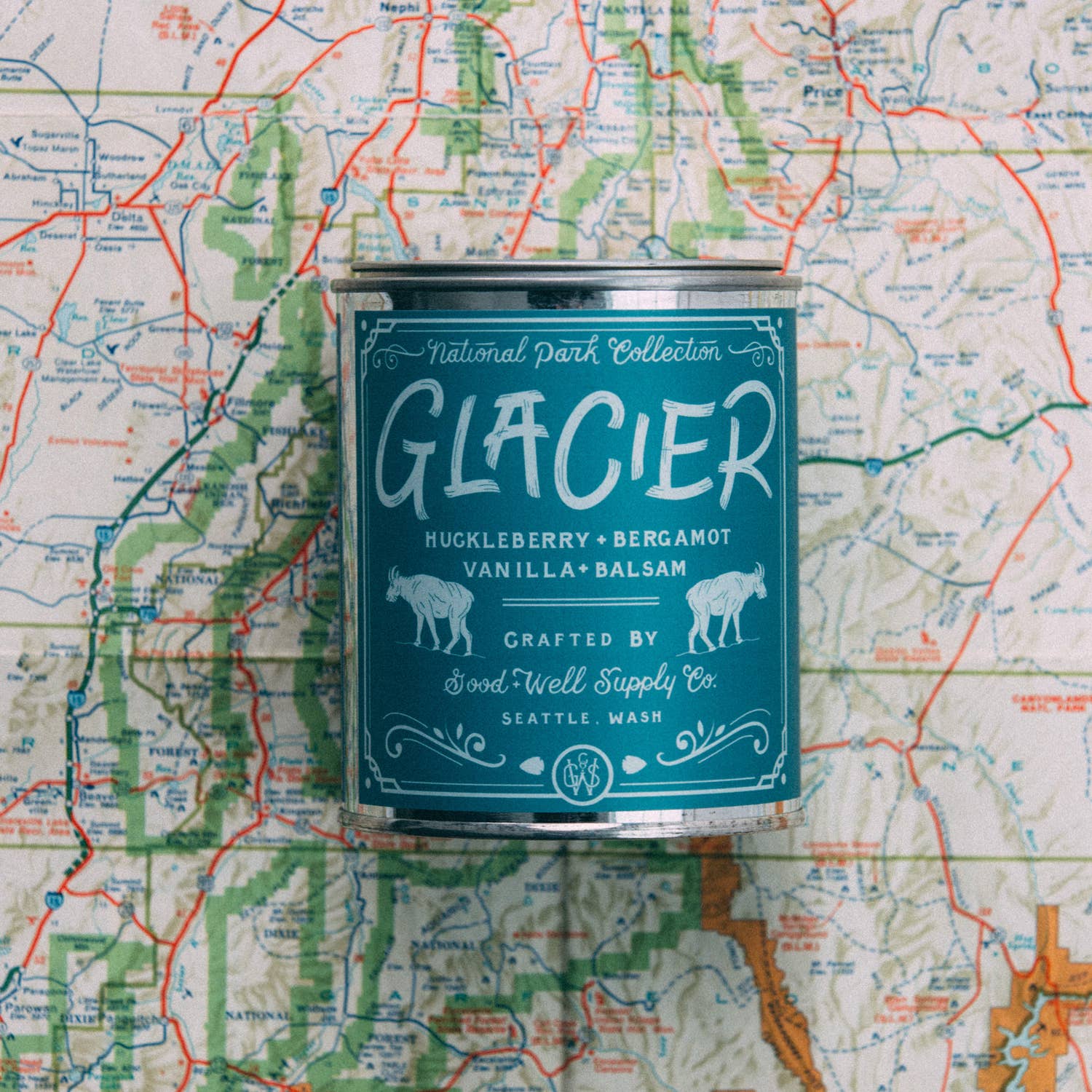 Glacier National Park Candle: 1/2 Pint / Wood Wick