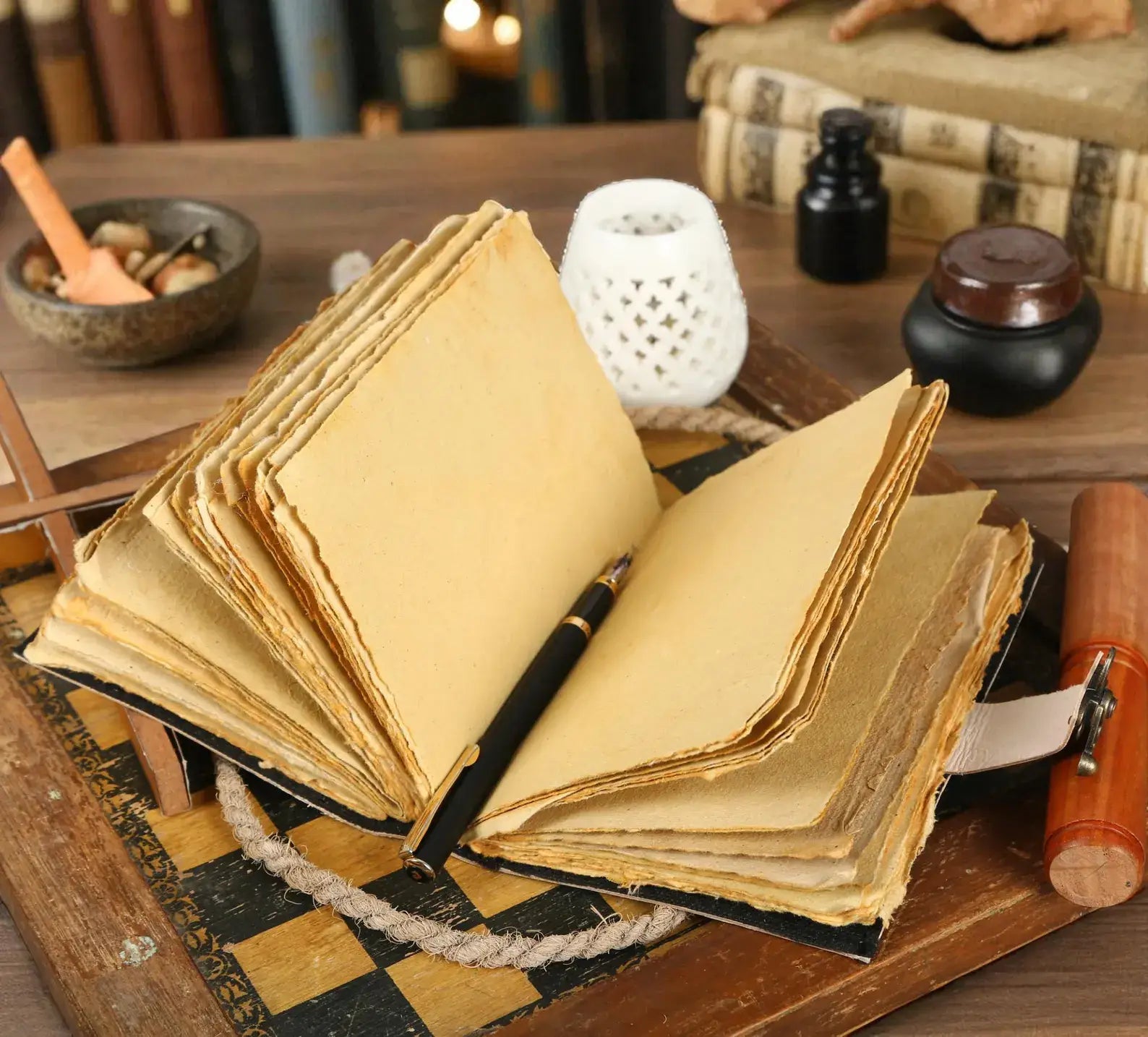 Blue Flower Moon  Leather Journal
