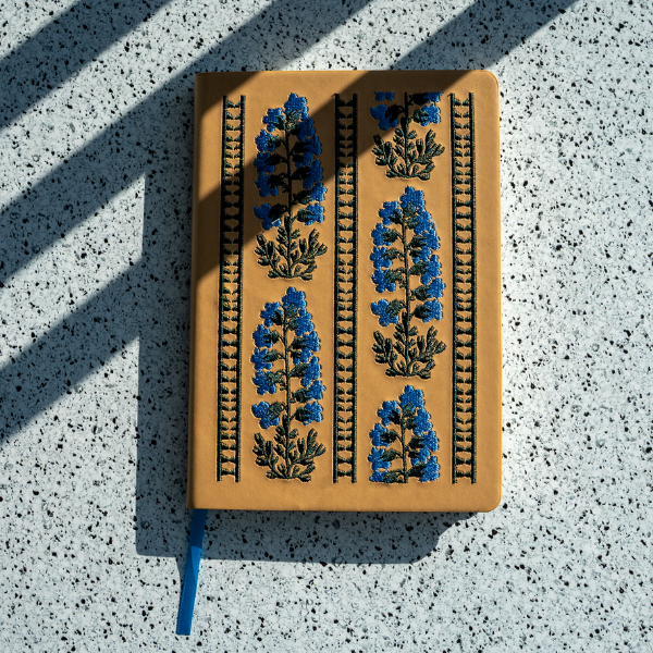 Delphinium Flower Hardbound Embroidered Notebook