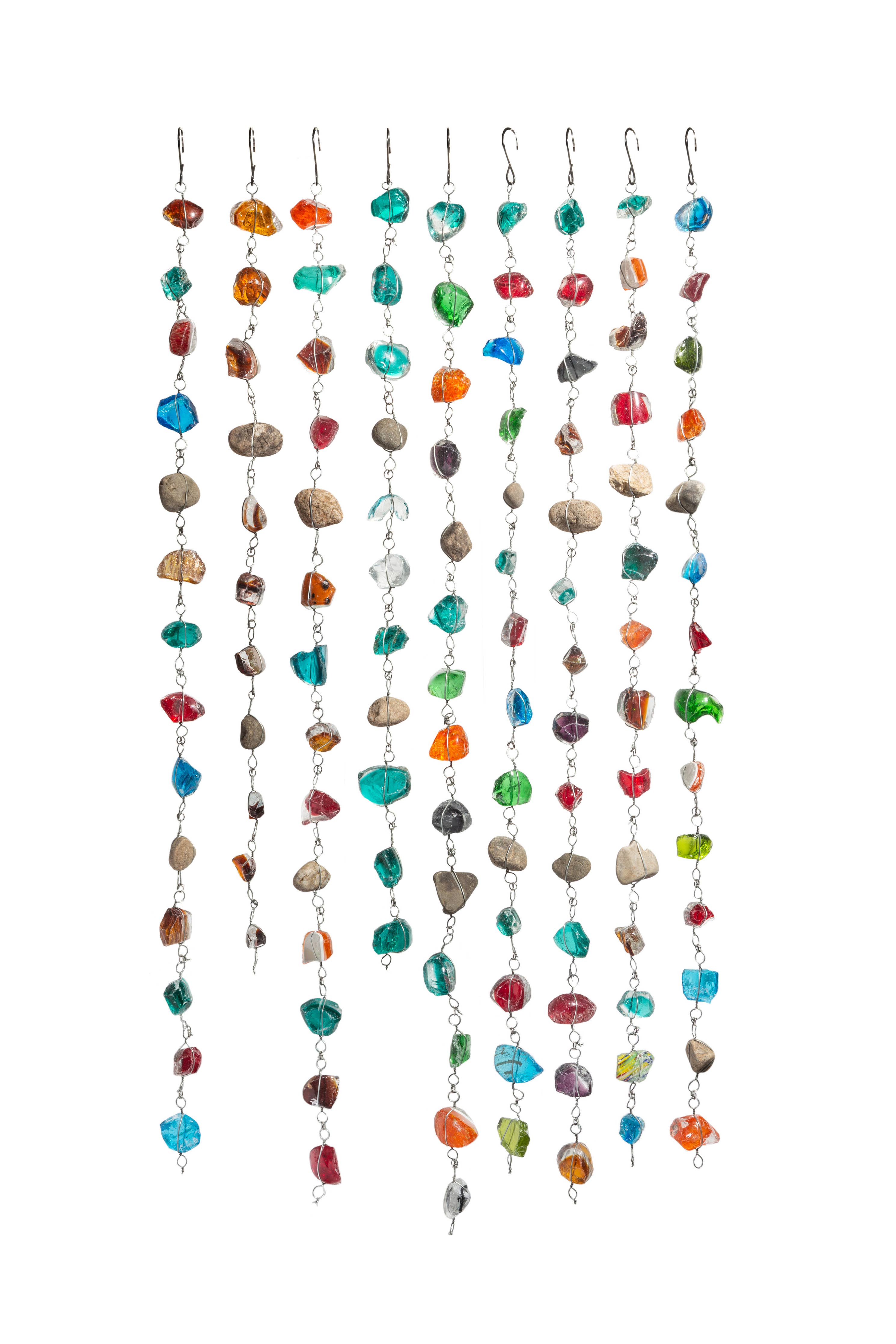 4 ft Recycled Art Glass & Rock Rain Chain