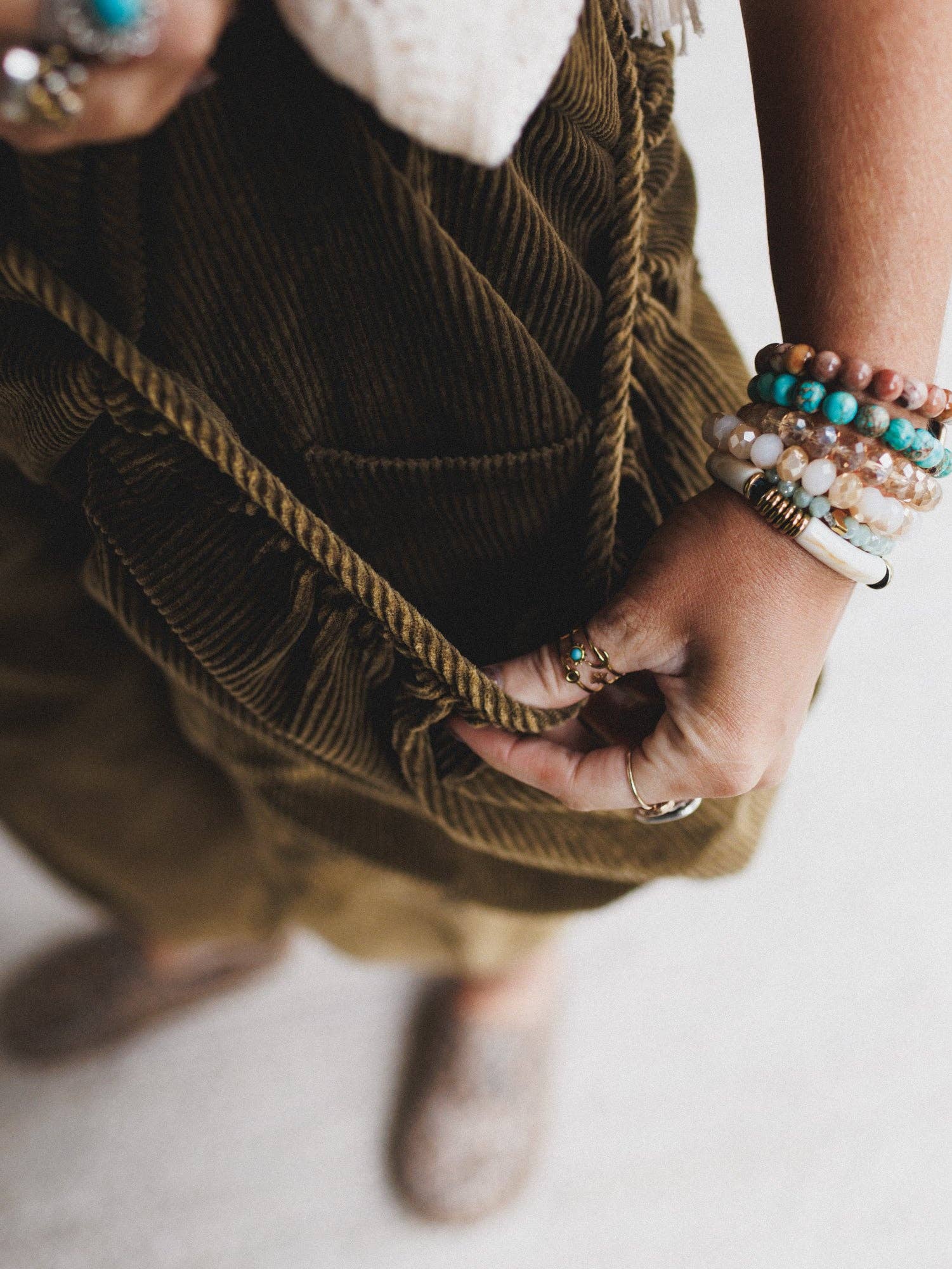 Nora Gathered Barrel Corduroy Pant - Olive: Olive / S