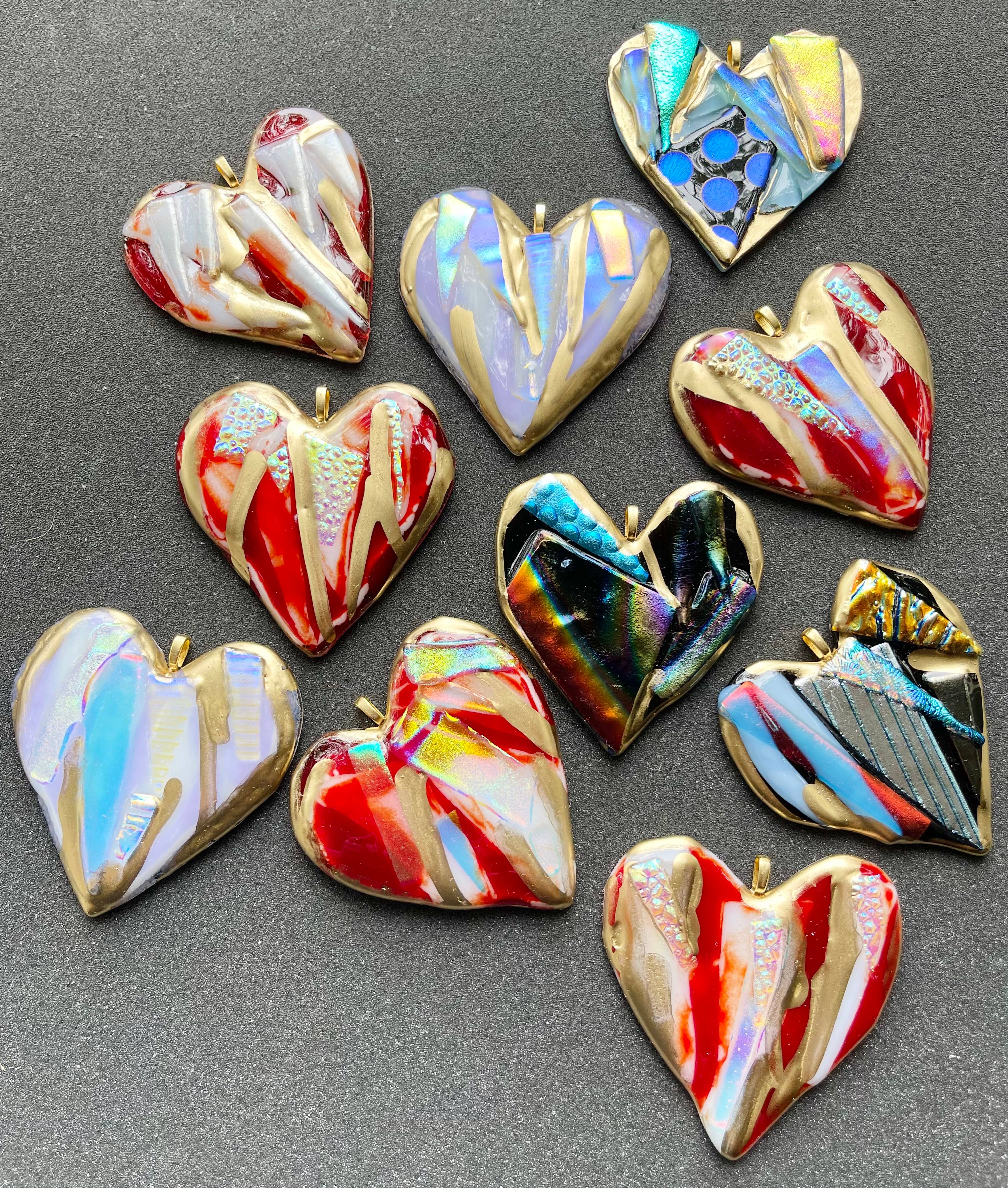 4.5" Glass Graffiti Heart - Assort  - Ornament - Valentine  