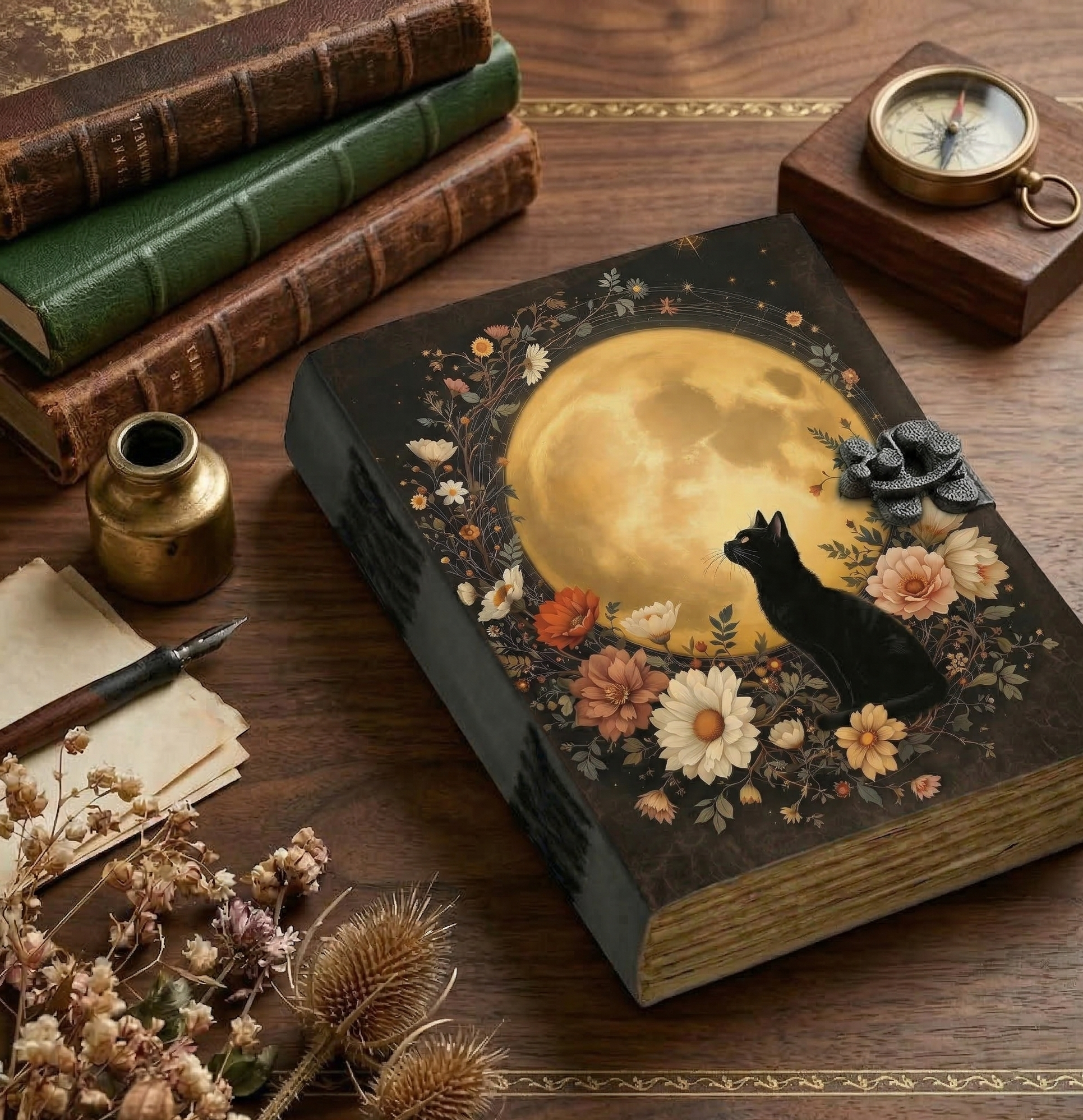 Cat Leather Grimoire Journal