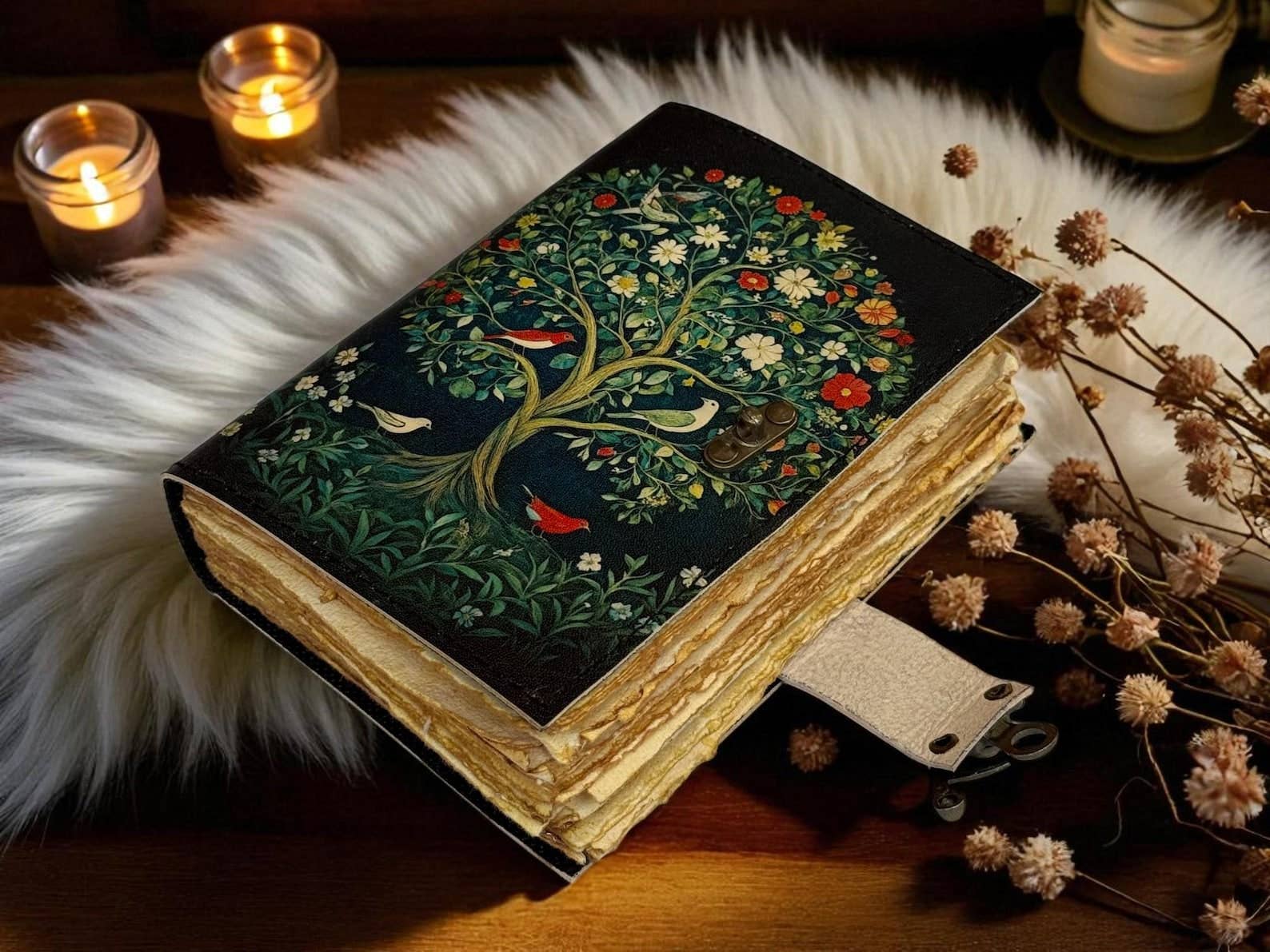 Celestial Tree of Life Leather Journal | Handmade Grimoire
