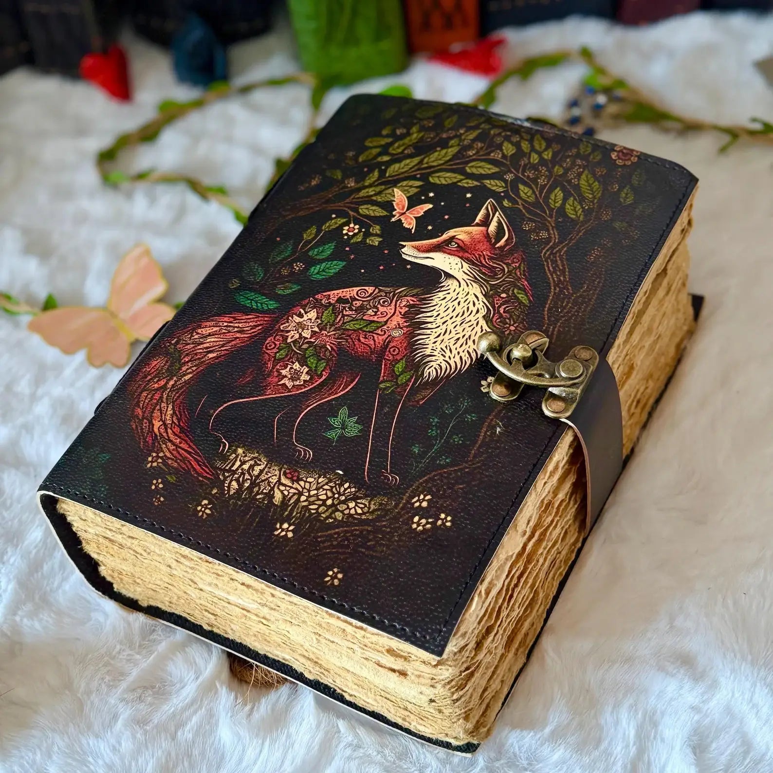 Fox Vintage Handmade leather Journal, Grimoire Fox journal