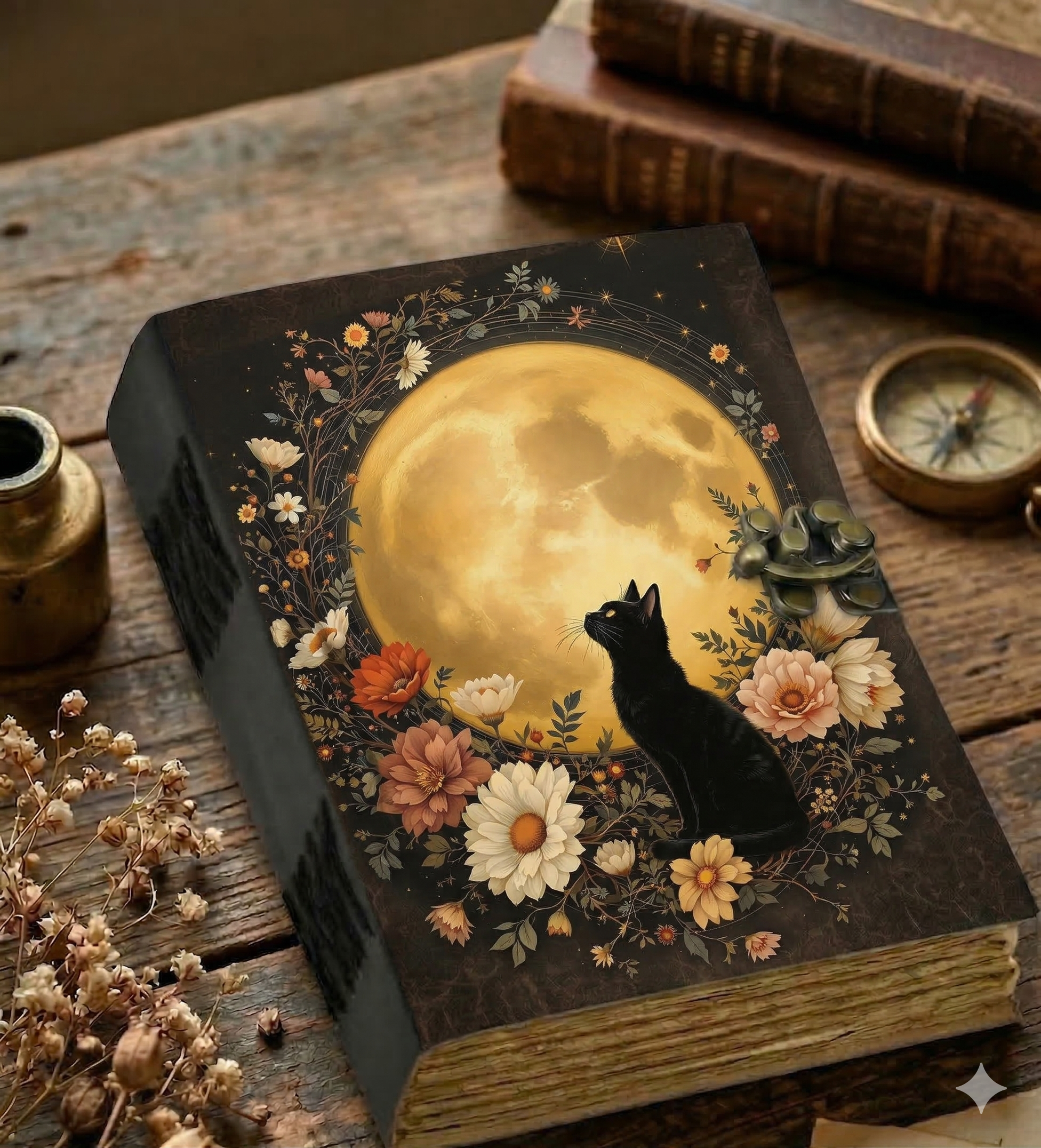 Cat Leather Grimoire Journal