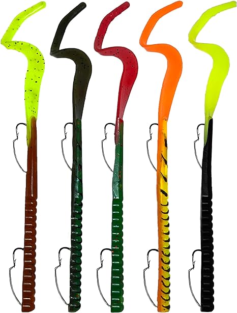 Delong Lures Fishing Lures, 10" Pre-Rigged Weedless Swim Bait, Twister Tail