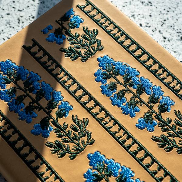 Delphinium Flower Hardbound Embroidered Notebook
