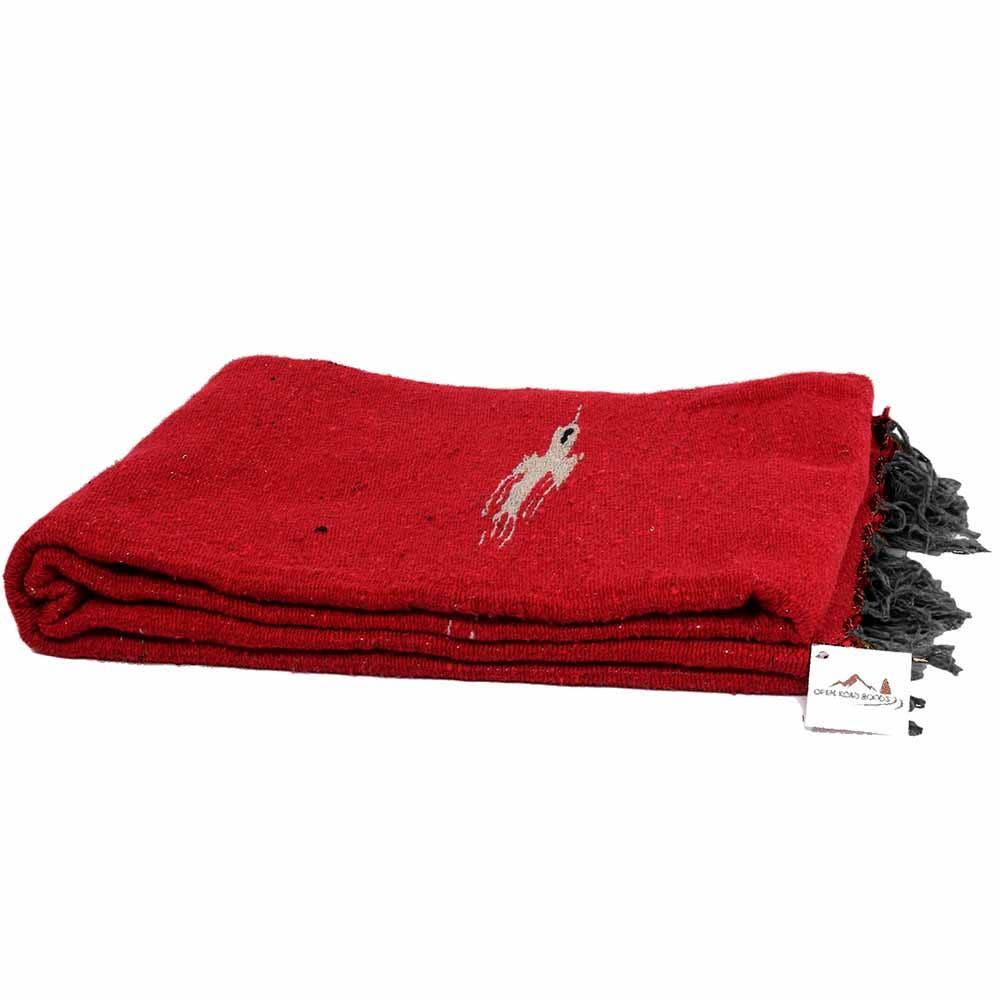 Red Thunderbird Mexican Blanket Vintage Style Hand Woven