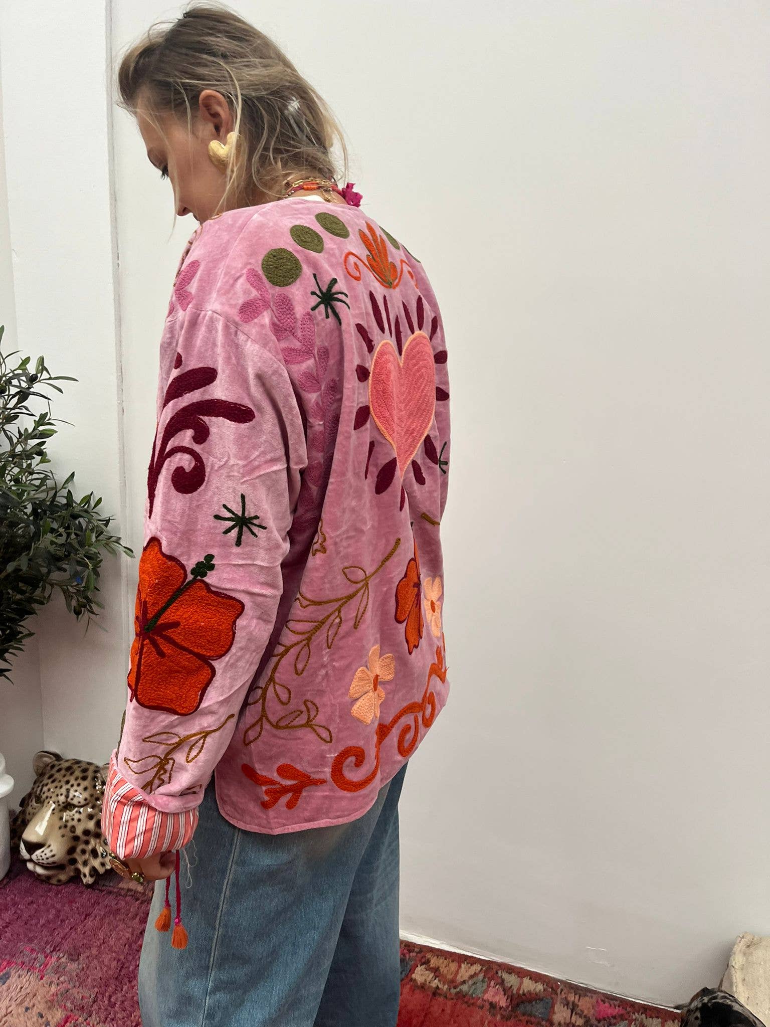 Fluwelen Jasje Hart Roze