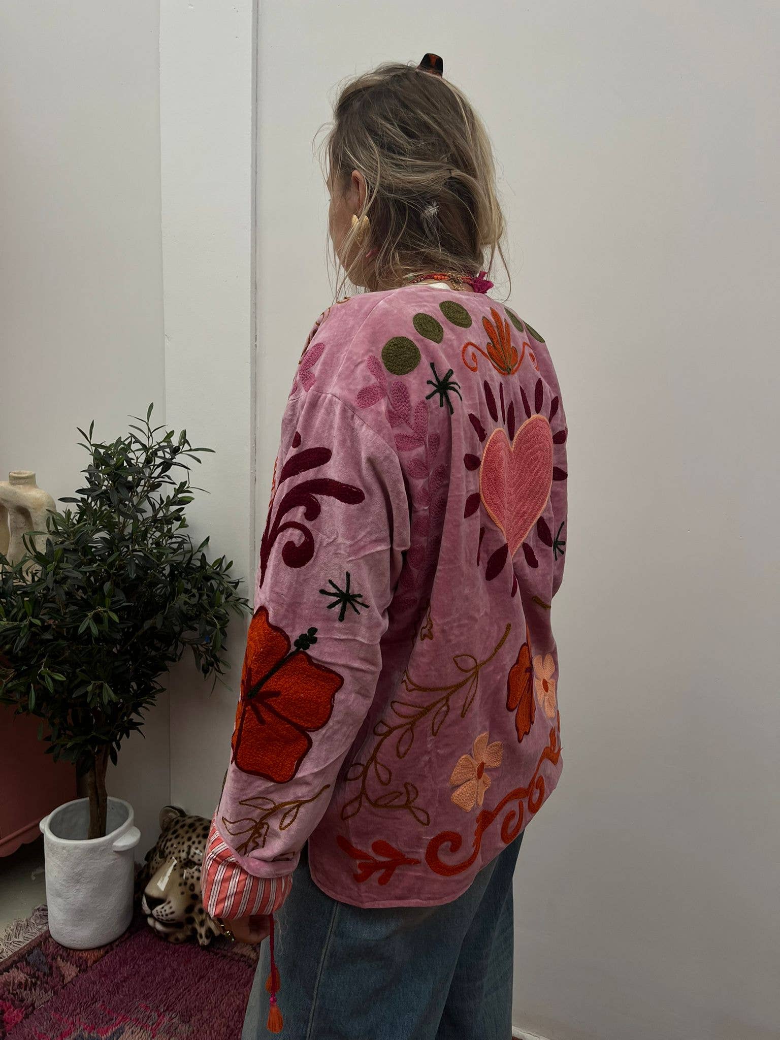 Fluwelen Jasje Hart Roze