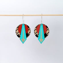 Load image into Gallery viewer, Architectural Lightweight Leather + Birch earring: Arrow SW
