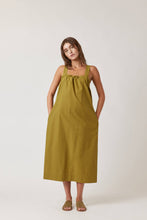 Load image into Gallery viewer, Amente Cross tie-back dress: M/L / 100% Cotton / Amber Green
