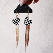 Load image into Gallery viewer, *new* 18K Gold Glamour Fringe earring: Checkerboard
