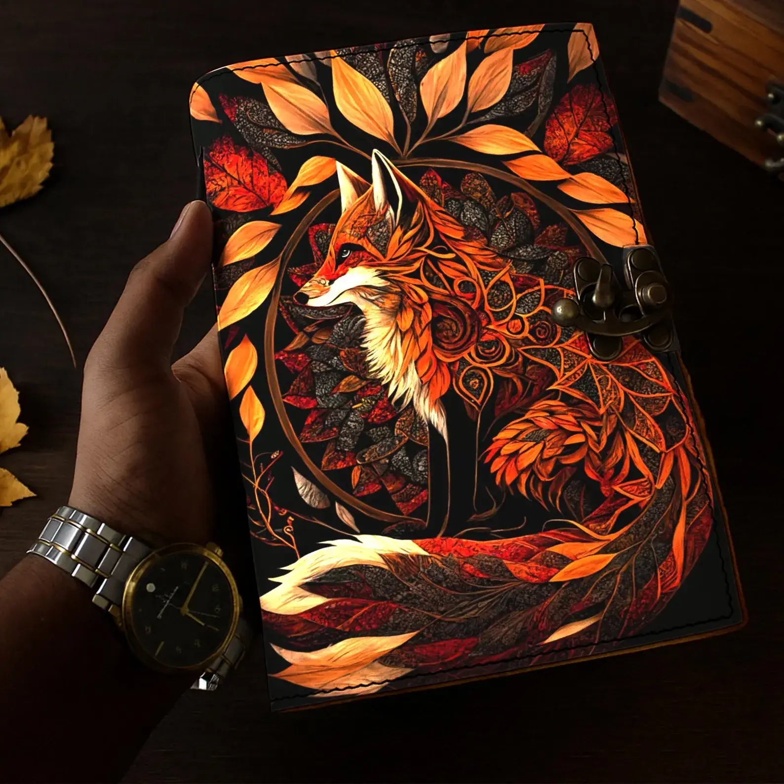 Fox Grimoire Handmade Magical Spellbook leather Journal