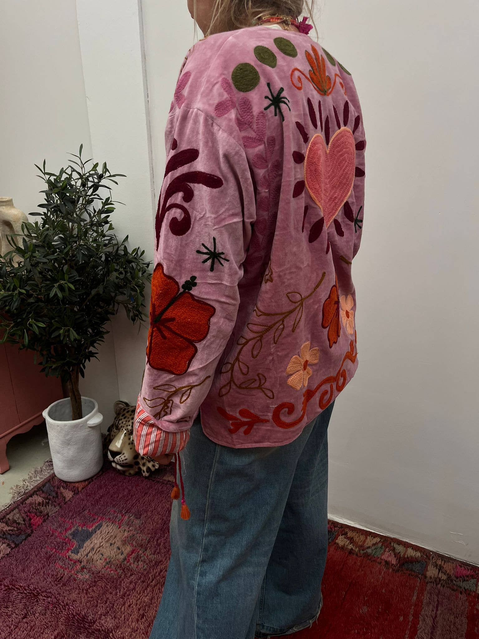 Fluwelen Jasje Hart Roze