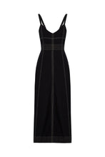 Load image into Gallery viewer, Eva Maxi Dress - Black | 100% Turkish Cotton Summer Maxi Dress with Pockets Stitch Deatils and Adjustable Straps Long Casual Dress Natural One Size: Medium/Large
