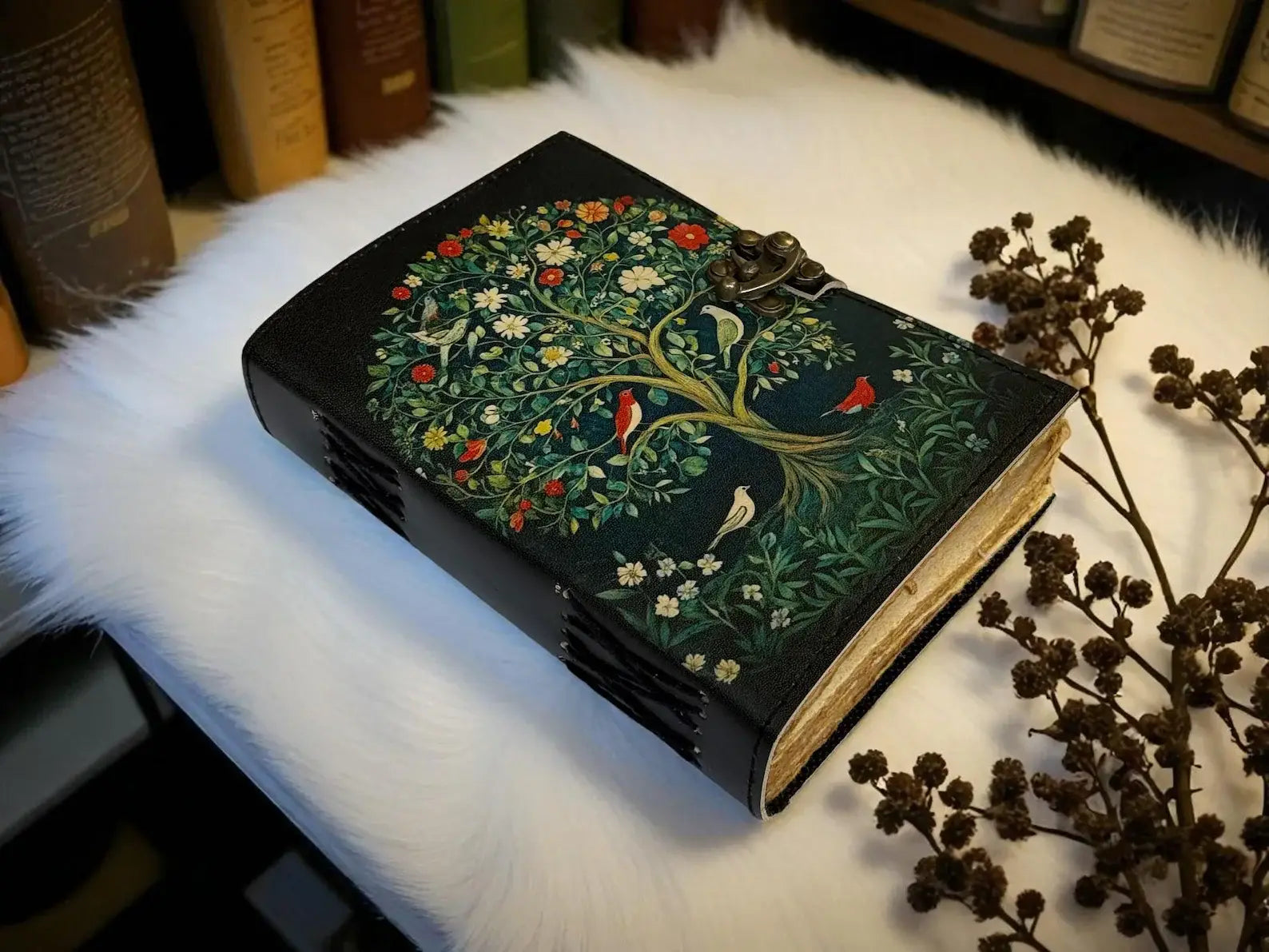 Celestial Tree of Life Leather Journal | Handmade Grimoire